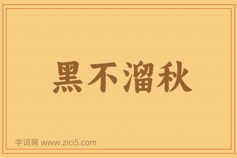 成语黑不溜秋图片